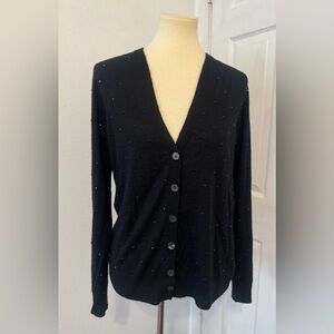Zadig & Voltaire Jim Cashmere Crystal Studded Cardigan Black Size Large *READ*